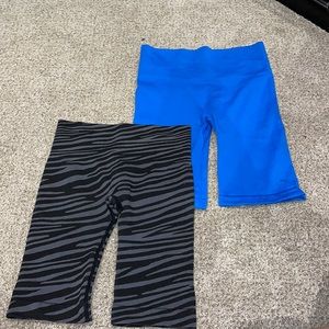 Blue and black biker shorts